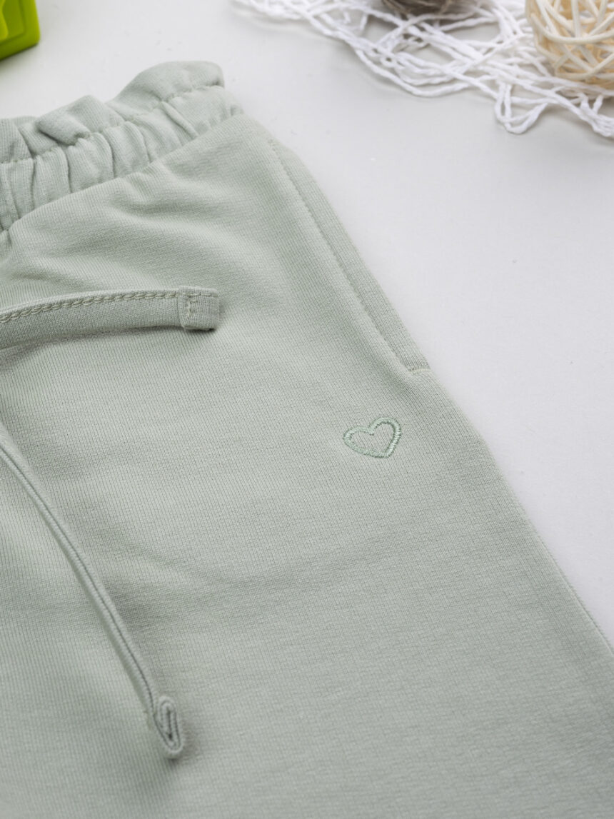 βρεφικό παντελόνι φούτερ φιστικί με καρδούλα για κορίτσι - Prénatal