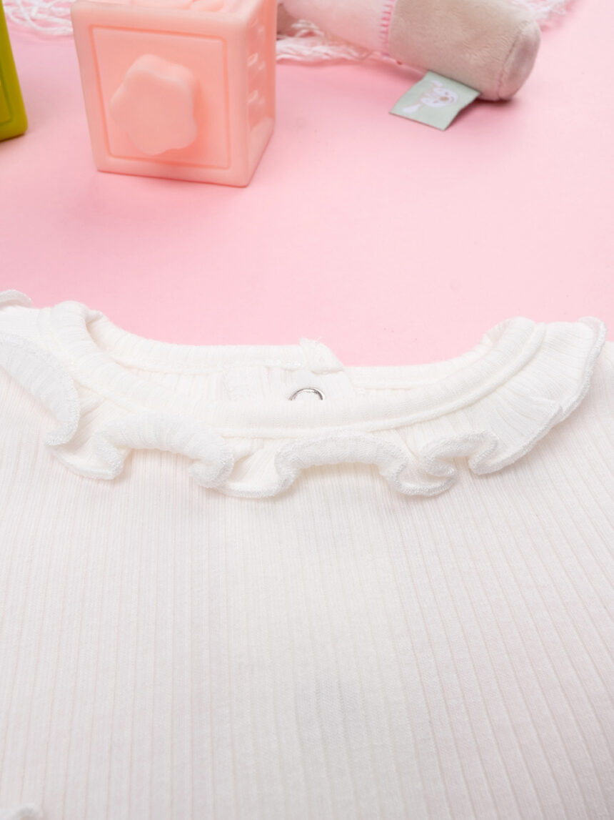 βρεφική μπλούζα λευκή ριμπ για κορίτσι - Prénatal