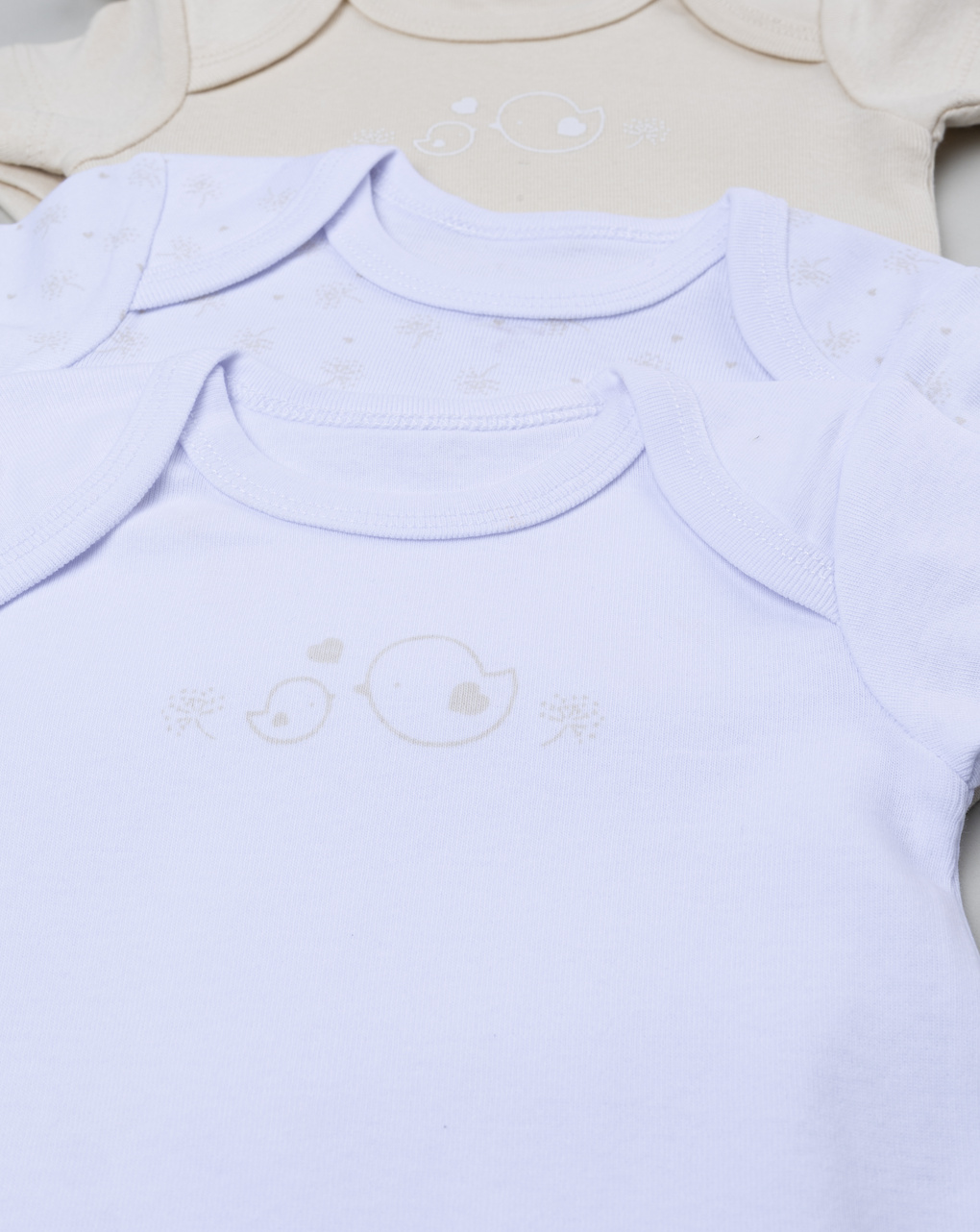 βρεφικά κορμάκια μπεζ/λευκά με πουλάκια πακέτο x5 για κορίτσι - Prénatal