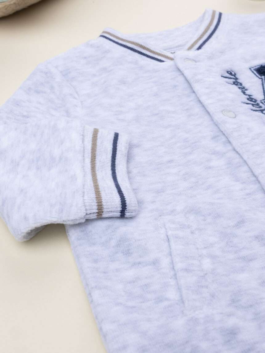 βρεφικό φορμάκι βελουτέ γκρι adorable για αγόρι - Prénatal