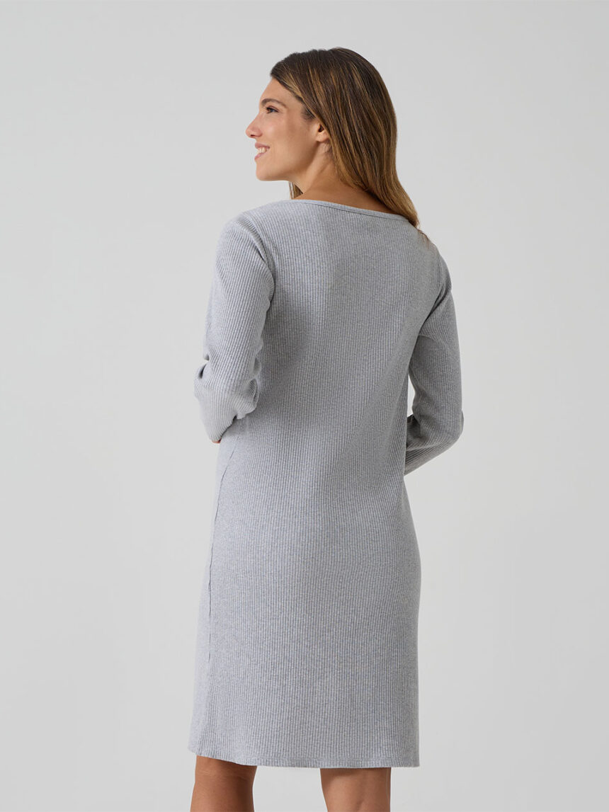 γυναικείο νυχτικό εγκυμοσύνης/θηλασμού γκρι ριμπ - Prénatal