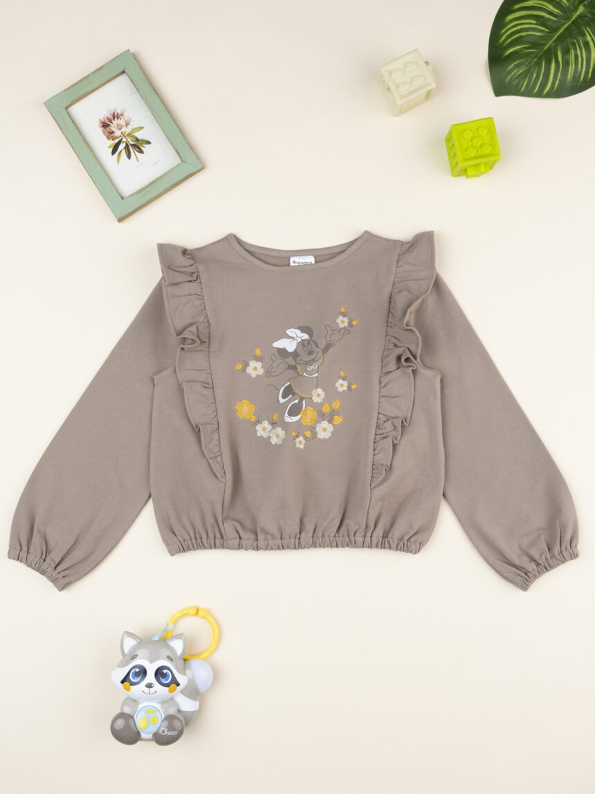 παιδική μπλούζα φούτερ καφέ minnie για κορίτσι - Prénatal