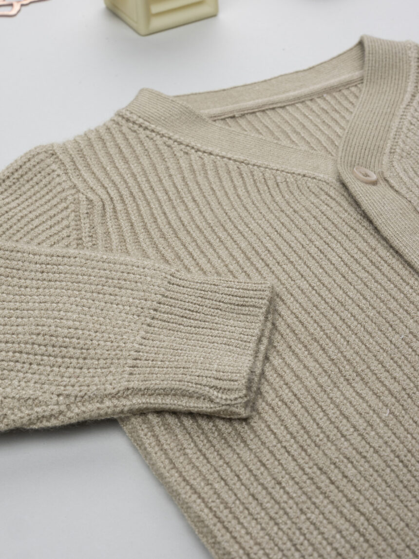 βρεφική πλεκτή ζακέτα καφέ dino για αγόρι - Prénatal