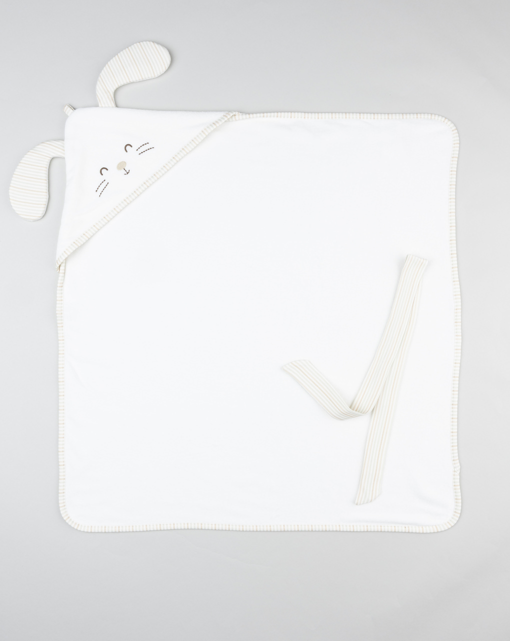 βρεφική κάπα λευκή με λαγουδάκι για αγόρι