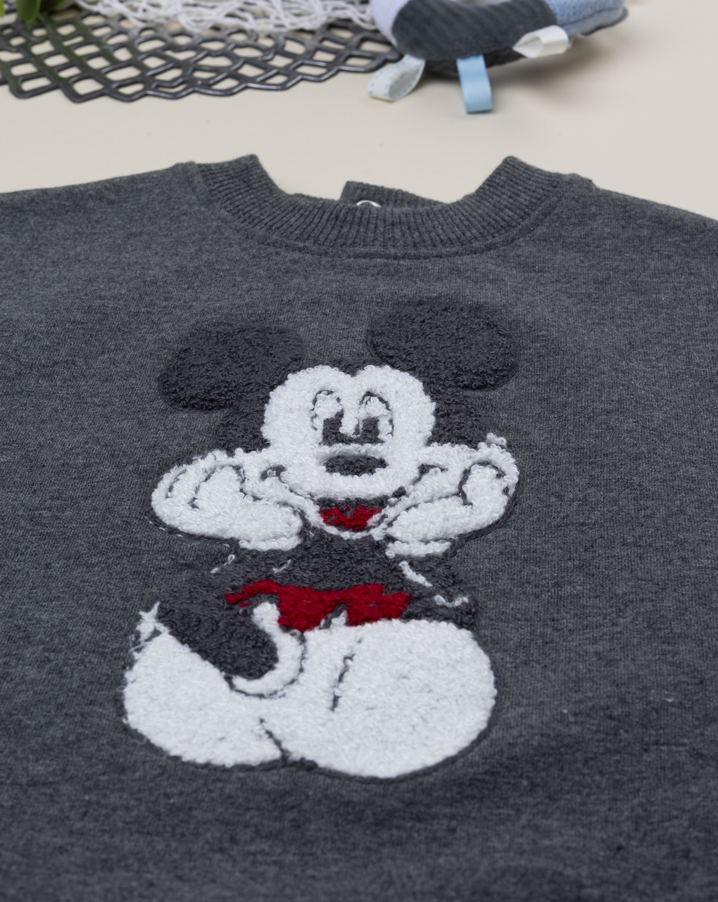 βρεφική μπλούζα φούτερ γκρι mickey για αγόρι - Prénatal