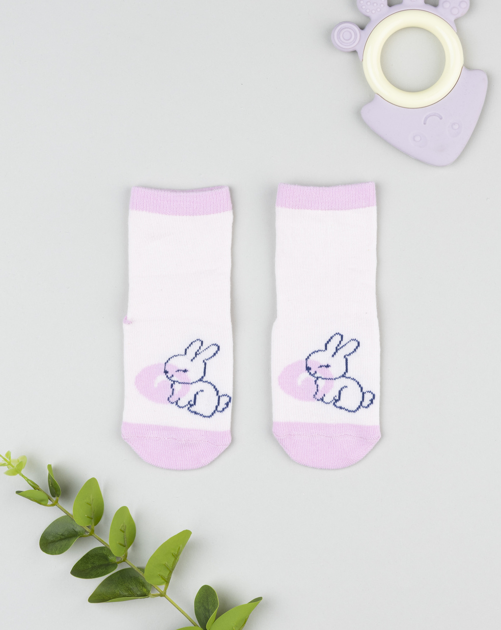 βρεφικές αντιολισθητικές κάλτσες με λαγουδάκι για κορίτσι