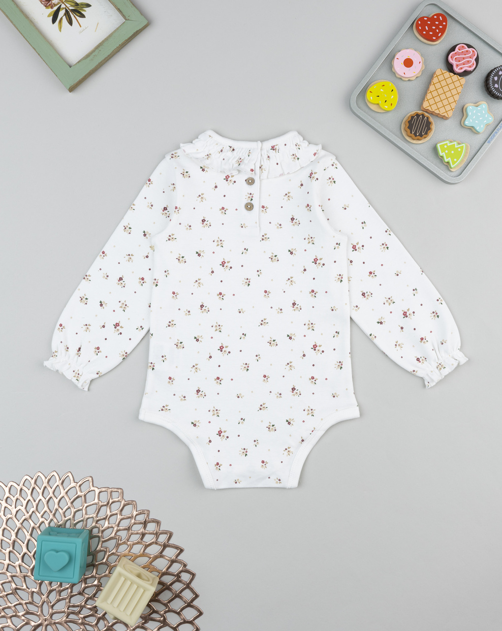 βρεφικό κορμάκι λευκό φλοράλ για κορίτσι - Prénatal