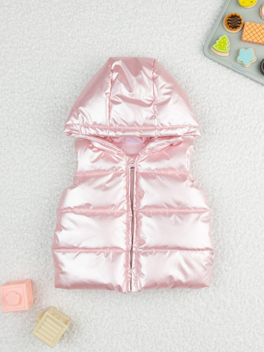 βρεφικό αμάνικο μπουφάν puffer ροζ metallic για κορίτσι - Prénatal
