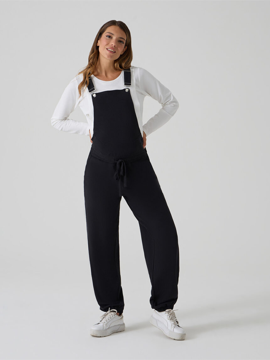 γυναικείο σετ σαλοπέτα και μπλούζα εγκυμοσύνης/θηλασμού μαύρο - Prénatal