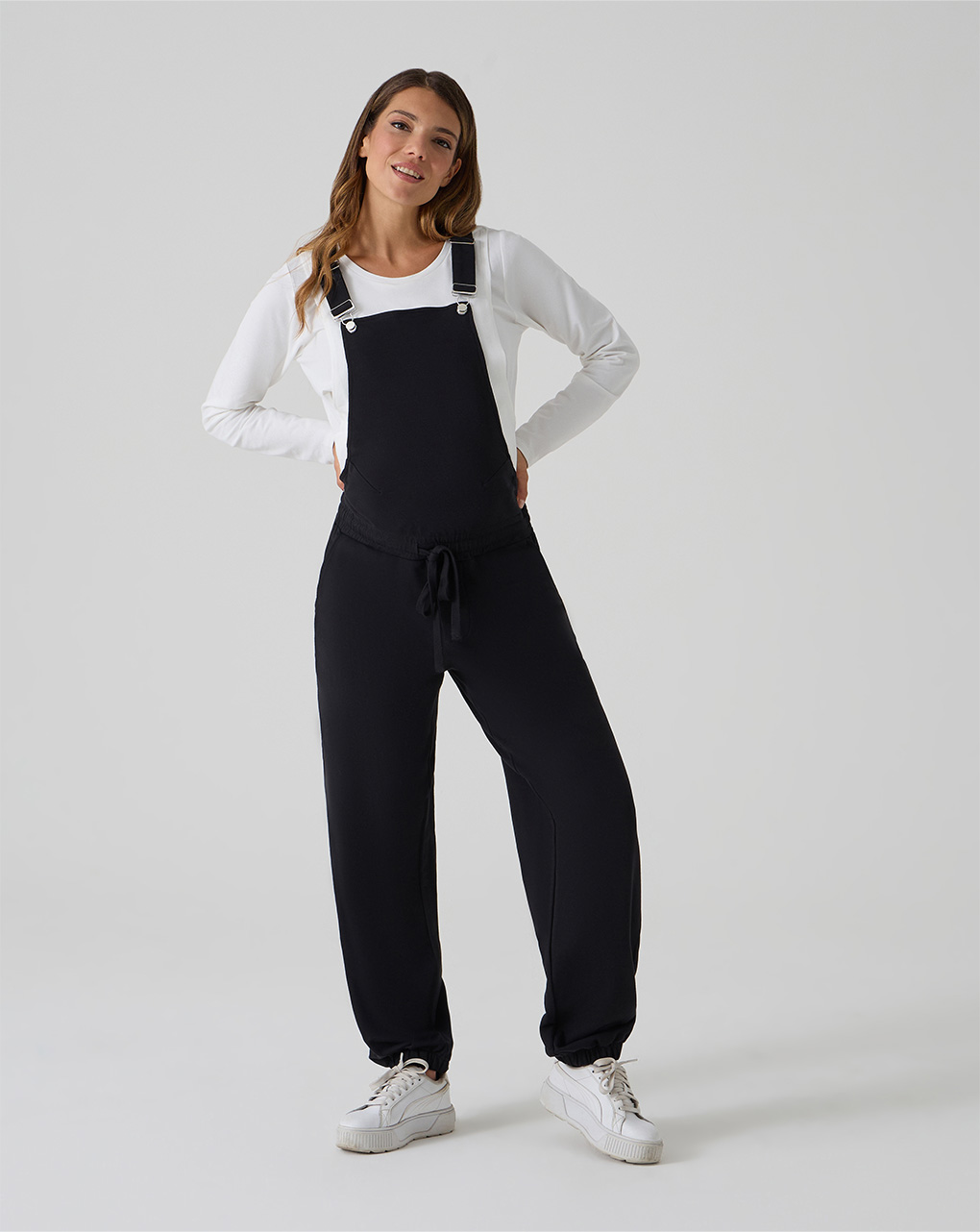 γυναικείο σετ σαλοπέτα και μπλούζα εγκυμοσύνης/θηλασμού μαύρο