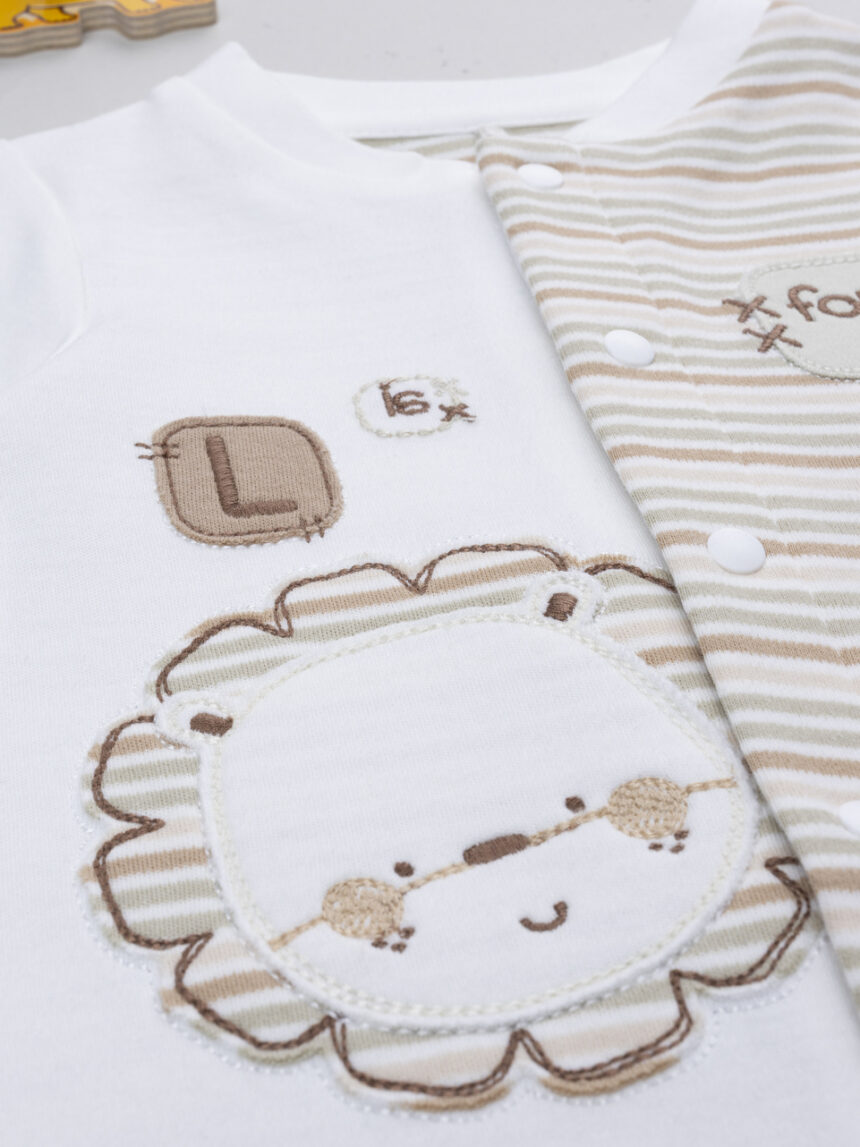 βρεφικό φορμάκι λευκό ριγέ lion για αγόρι - Prénatal