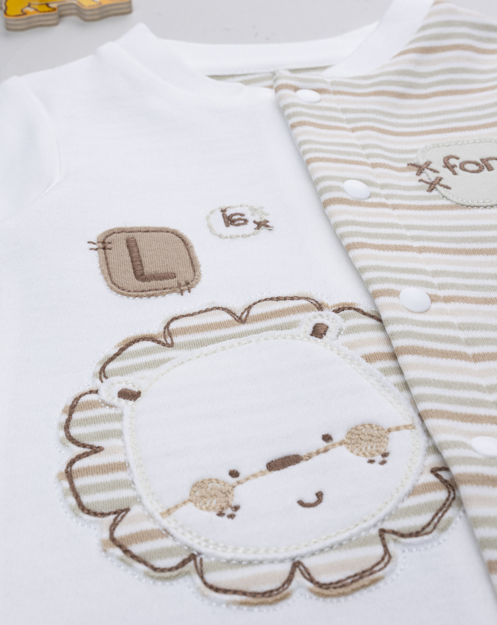 βρεφικό φορμάκι λευκό ριγέ lion για αγόρι - Prénatal