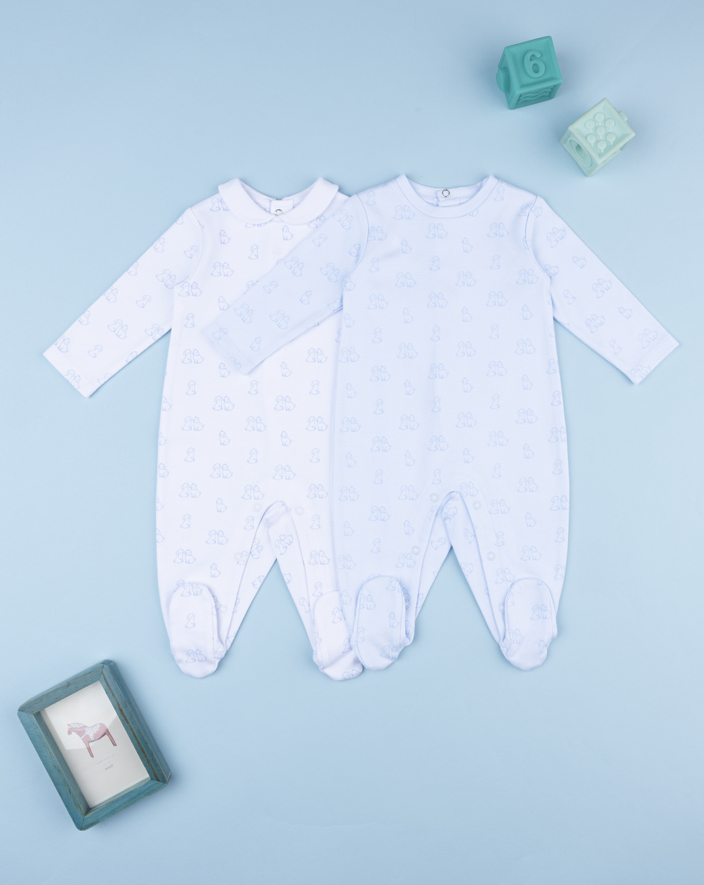βρεφικά φορμάκια βαμβακερά με σκυλάκια πακέτο x2 για αγόρι - Prénatal