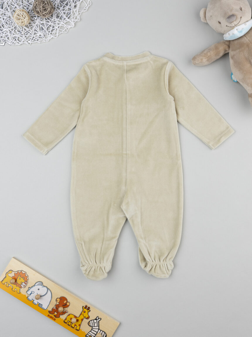 βρεφικό φορμάκι λαδί σενίλ lion για αγόρι - Prénatal