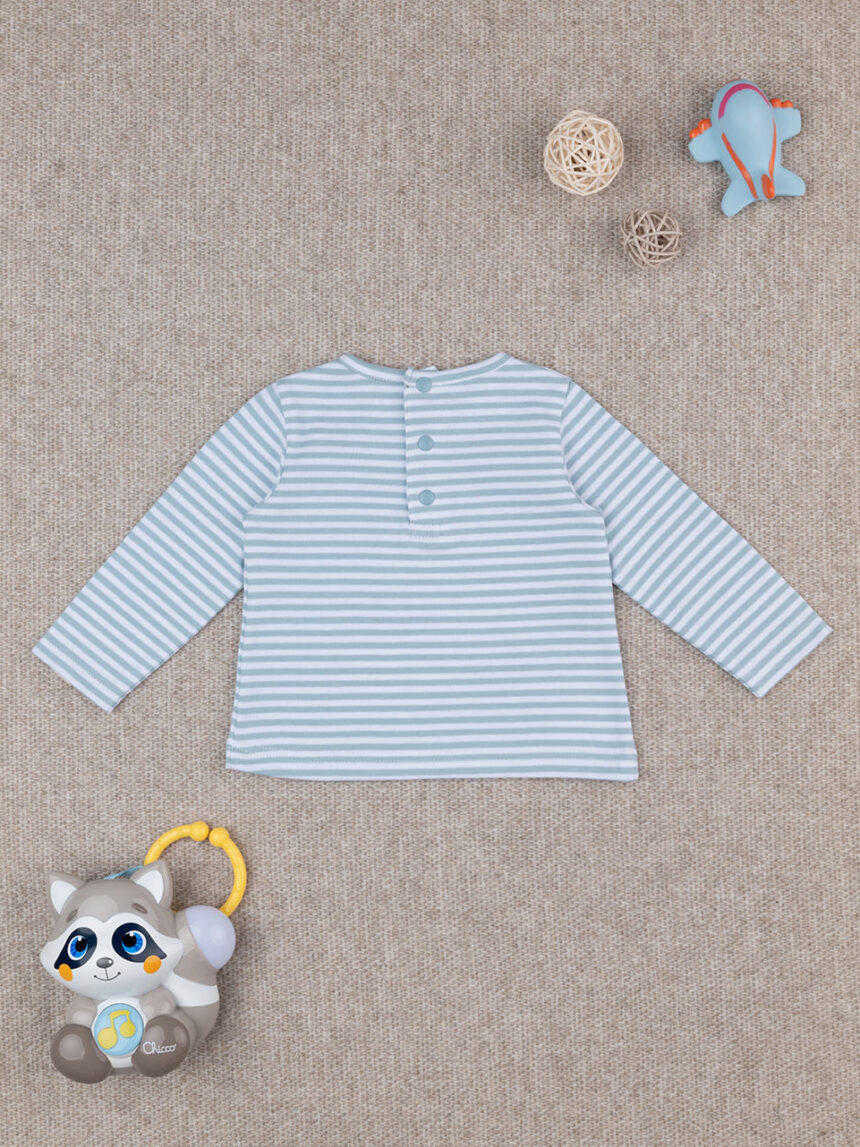βρεφική μπλούζα ριγέ βεραμάν με αρκουδάκι για αγόρι - Prénatal