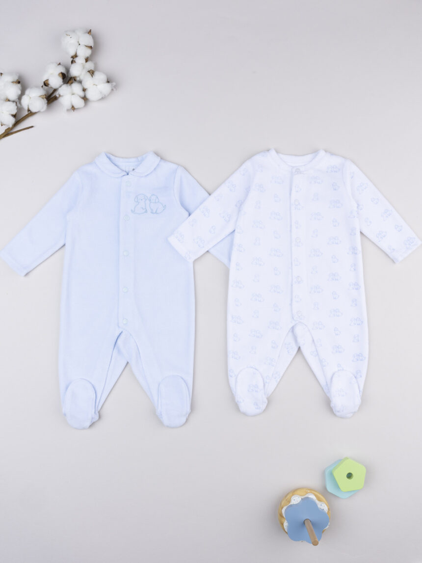 βρεφικά φορμάκια σενίλ με σκυλάκια πακέτο x2 για αγόρι - Prénatal