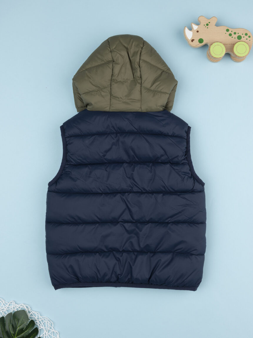 παιδικό αμάνικο μπουφάν puffer μπλε dino για αγόρι - Prénatal