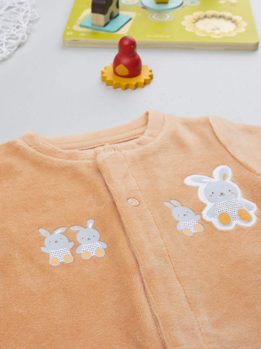 βρεφικό φορμάκι σενίλ πορτοκαλί baby smile unisex - Prénatal