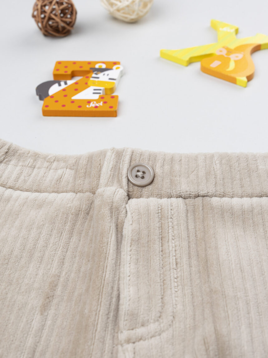 βρεφικό παντελόνι βελουτέ μπεζ για αγόρι - Prénatal