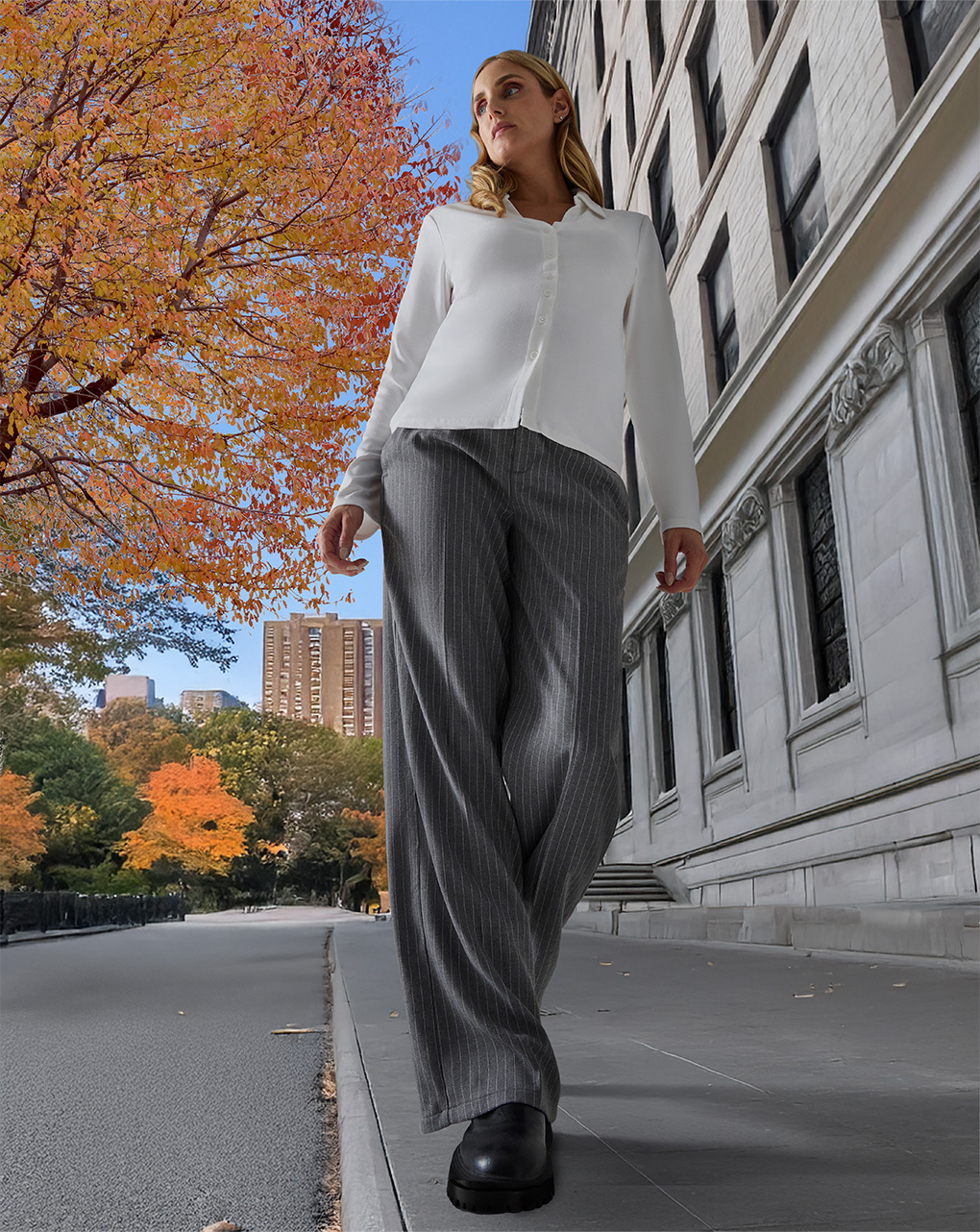 γυναικείο παντελόνι εγκυμοσύνης ριγέ γκρι/λευκό