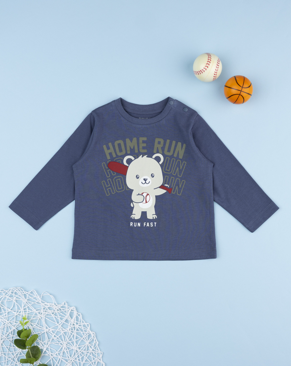 βρεφική μπλούζα μπλε home run για αγόρι