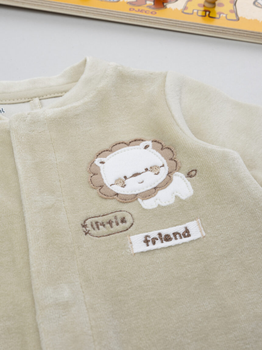 βρεφικό φορμάκι λαδί σενίλ lion για αγόρι - Prénatal