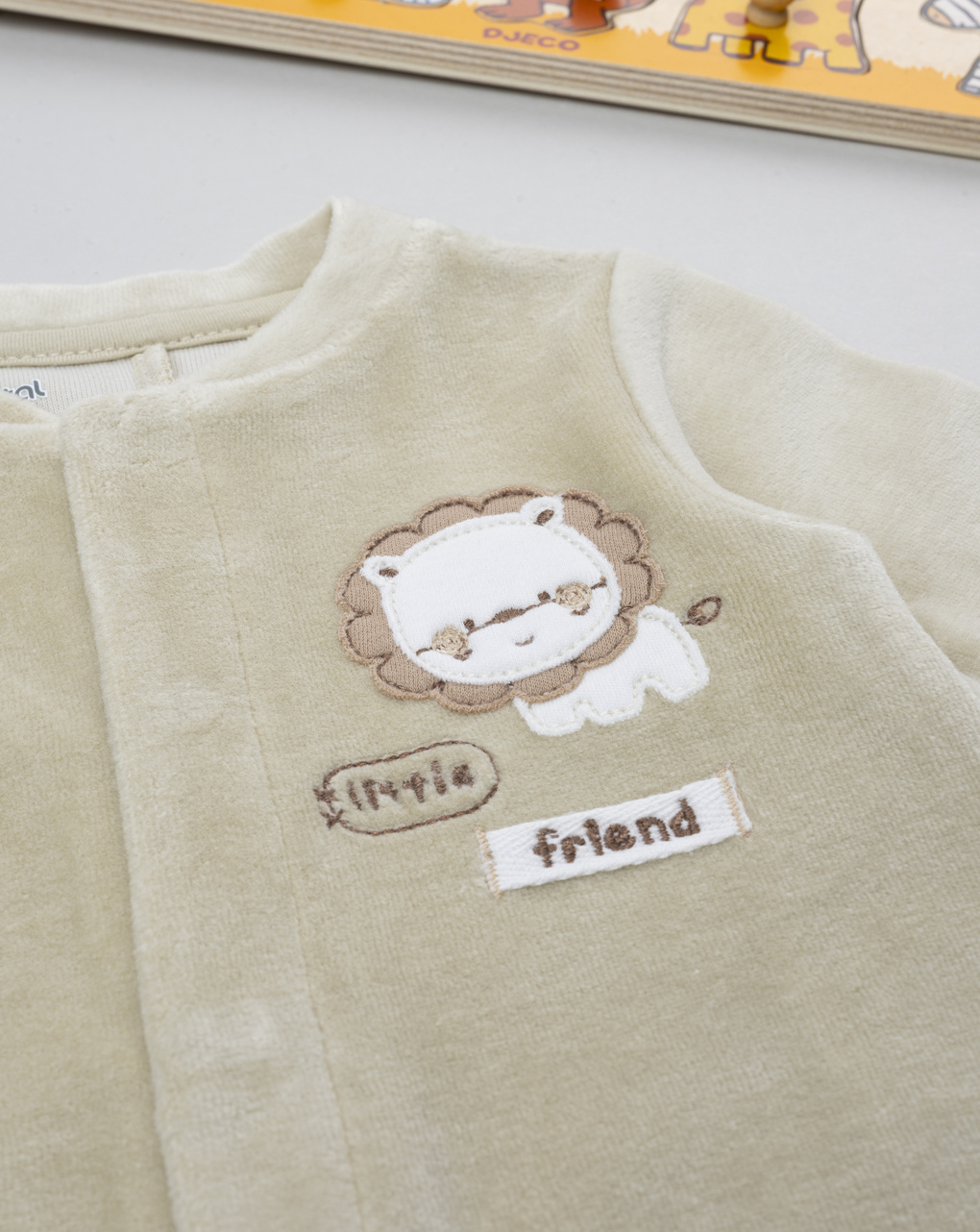 βρεφικό φορμάκι λαδί σενίλ lion για αγόρι - Prénatal