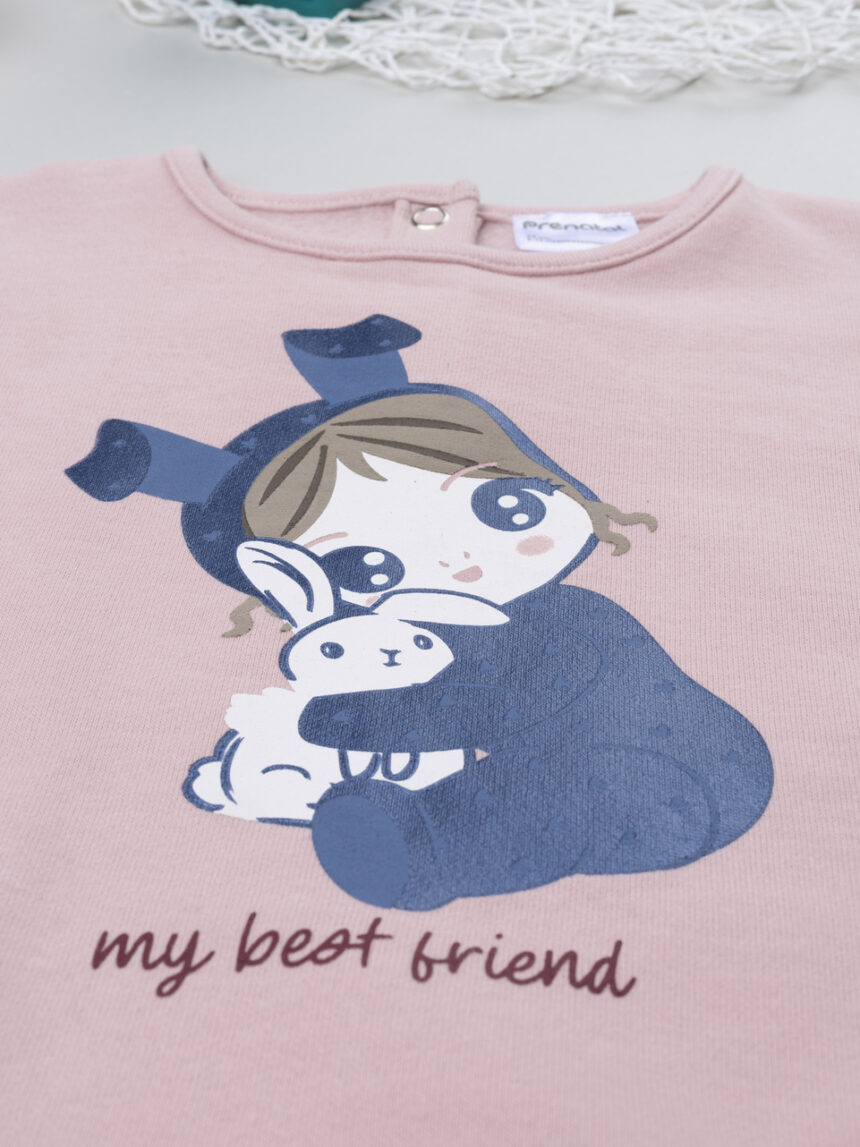 βρεφική μπλούζα φούτερ ροζ best friend για κορίτσι - Prénatal