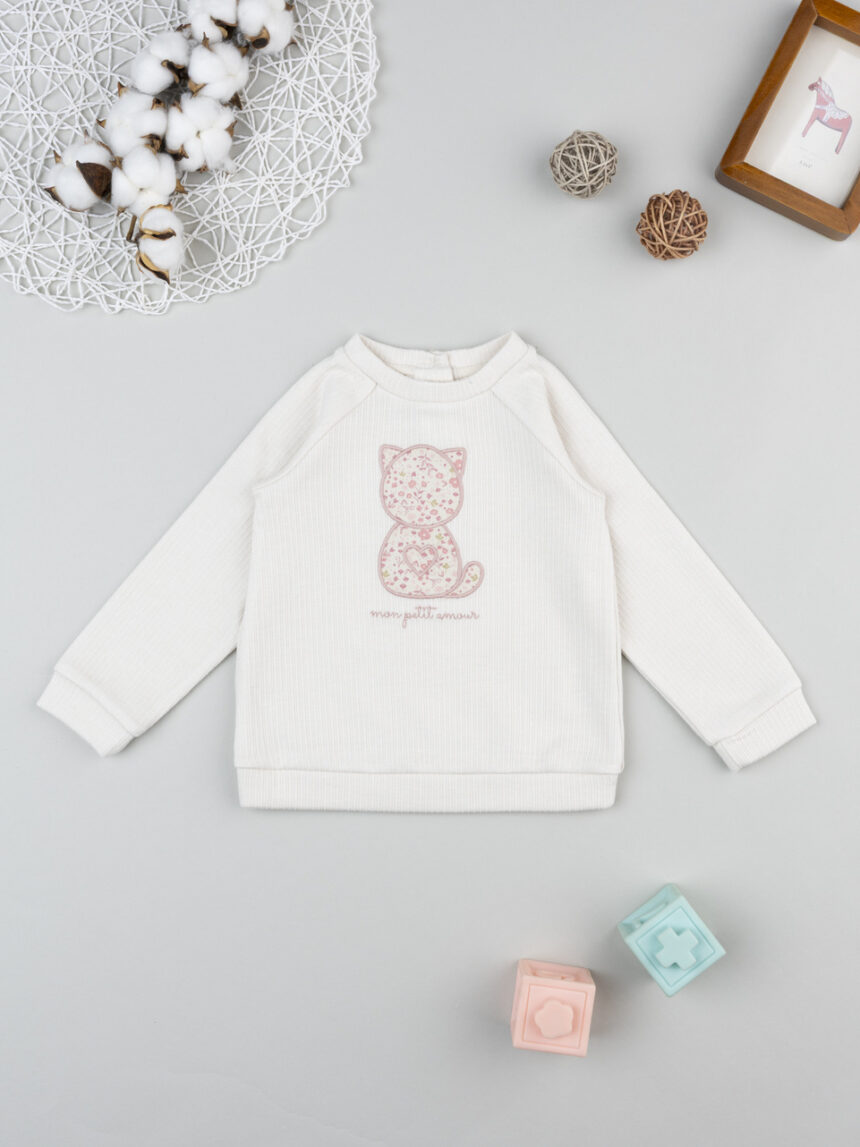 βρεφική μπλούζα φούτερ λευκή petit amour για κορίτσι - Prénatal