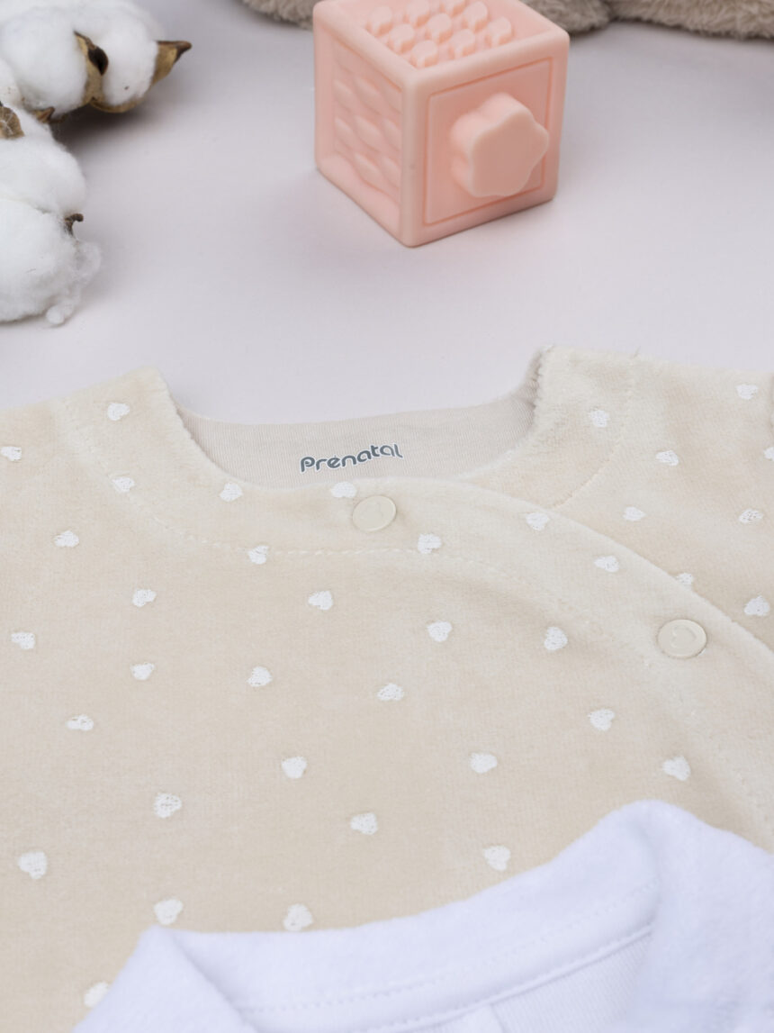 βρεφικά φορμάκια σενίλ με καρδούλες πακέτο x2 για κορίτσι - Prénatal