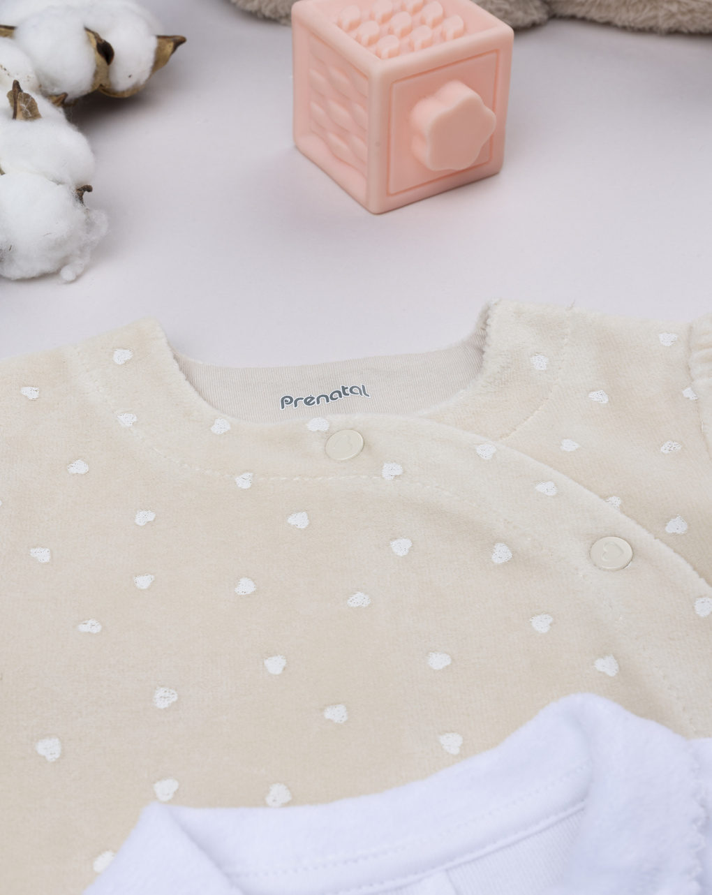 βρεφικά φορμάκια σενίλ με καρδούλες πακέτο x2 για κορίτσι - Prénatal