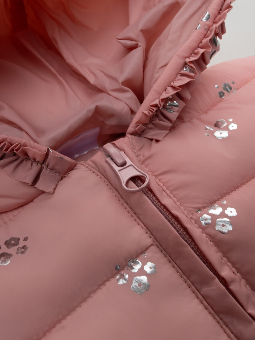 βρεφικό μπουφάν puffer ροζ με λουλούδια για κορίτσι - Prénatal