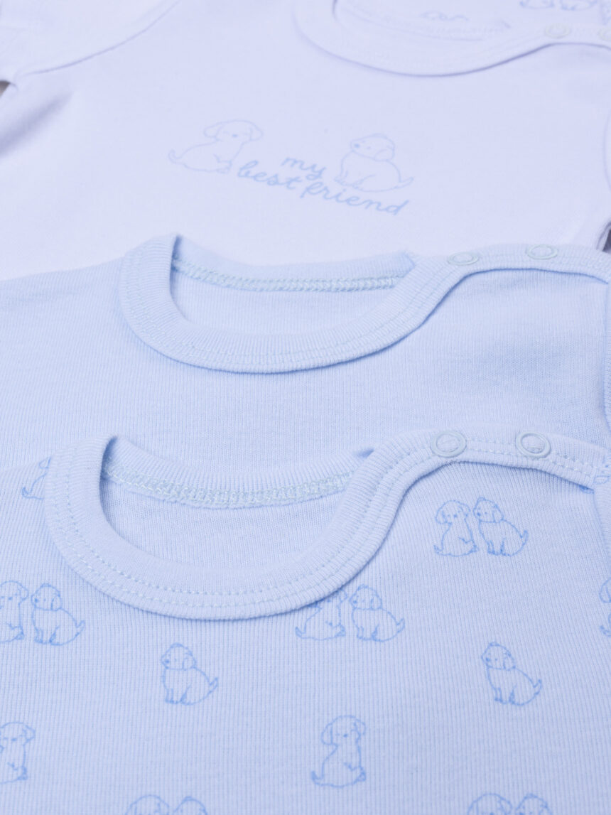 βρεφικά κορμάκια μπλε/λευκά με σκυλάκια πακέτο x5 για αγόρι - Prénatal