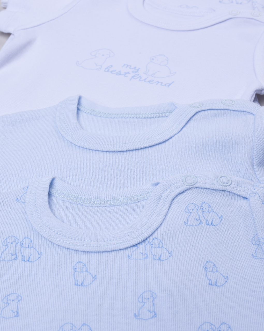 βρεφικά κορμάκια μπλε/λευκά με σκυλάκια πακέτο x5 για αγόρι - Prénatal