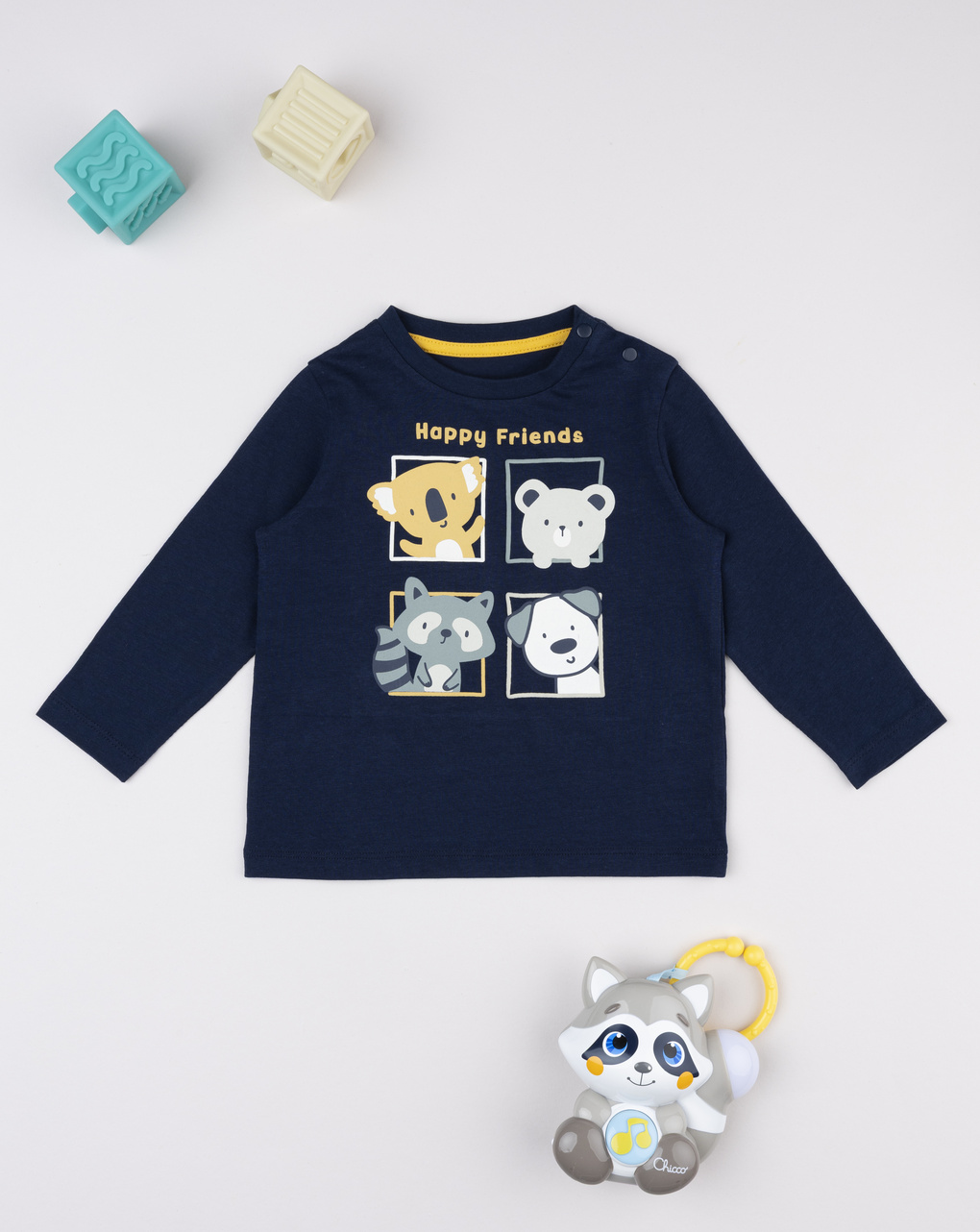 βρεφική μπλούζα μπλε happy friends για αγόρι