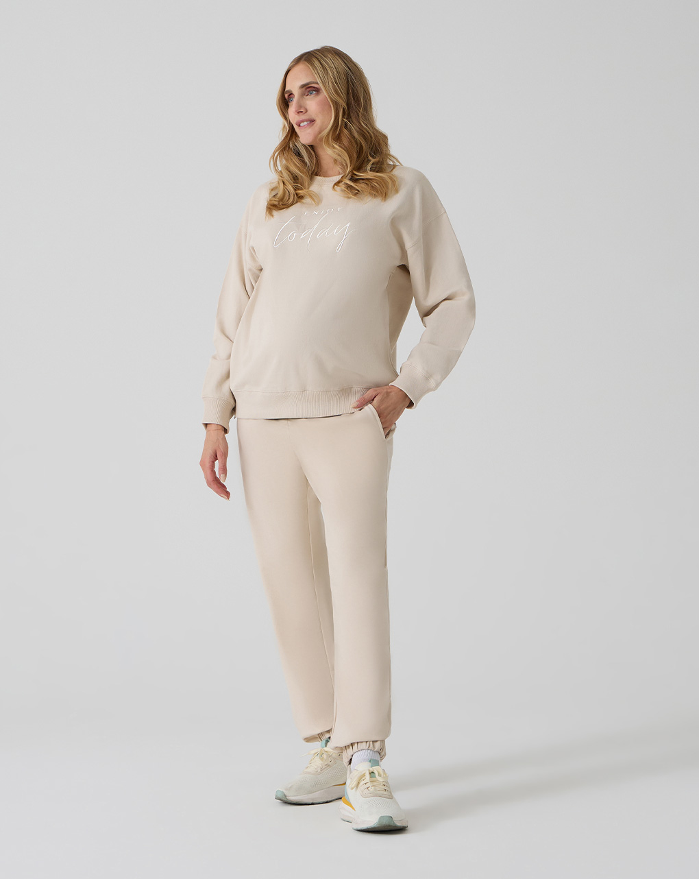 γυναικείο παντελόνι φόρμας εγκυμοσύνης κρεμ - Prénatal