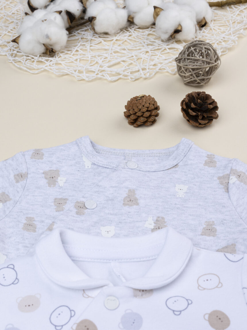 βρεφικά φορμάκια βαμβακερά με αρκουδάκια πακέτο x3 για αγόρι - Prénatal