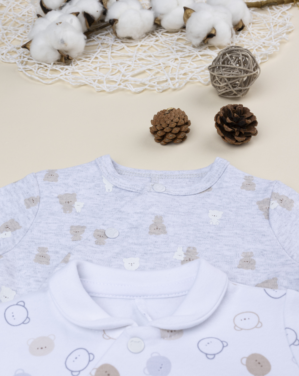 βρεφικά φορμάκια βαμβακερά με αρκουδάκια πακέτο x3 για αγόρι - Prénatal