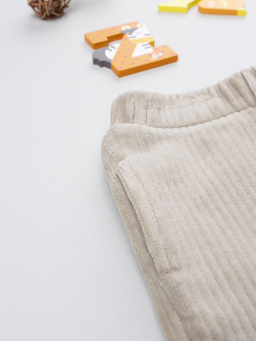 βρεφικό παντελόνι βελουτέ μπεζ για αγόρι - Prénatal