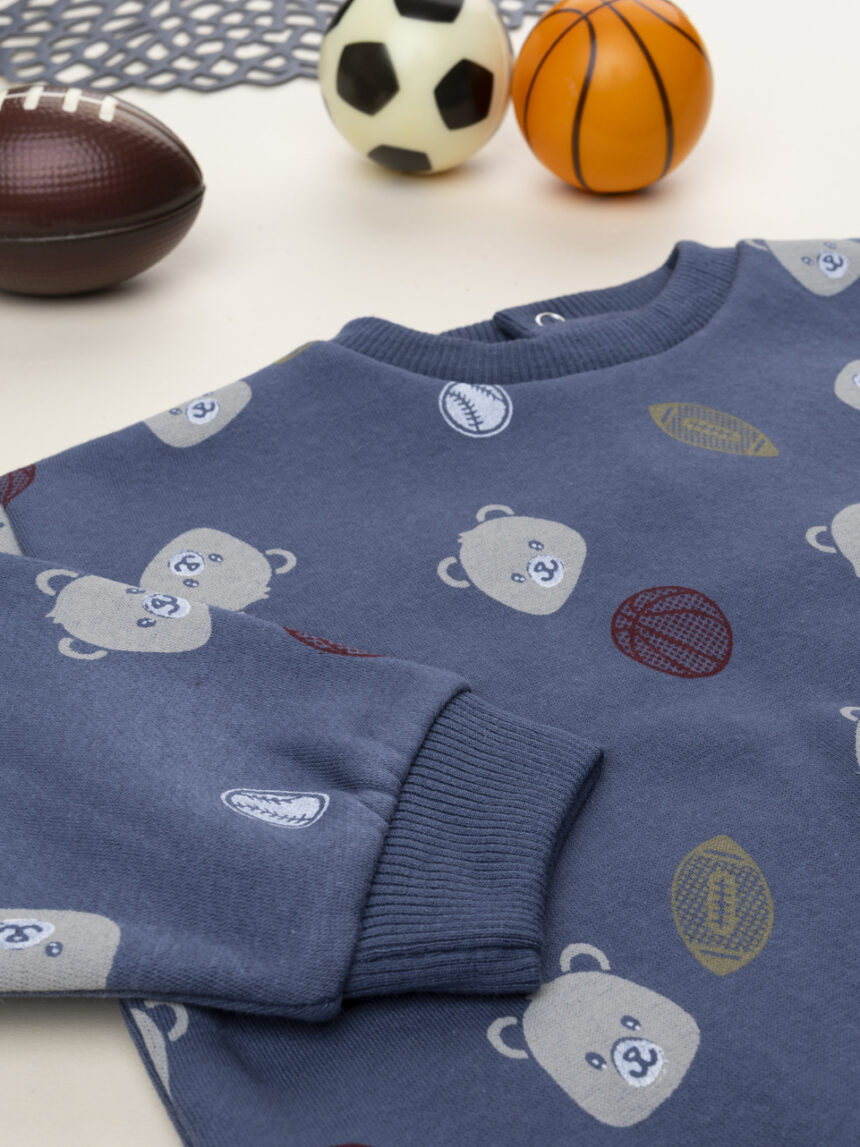 βρεφική μπλούζα φούτερ μπλε sports για αγόρι - Prénatal