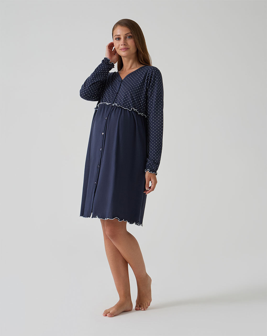 γυναικείο νυχτικό εγκυμοσύνης/θηλασμού μπλε πουά