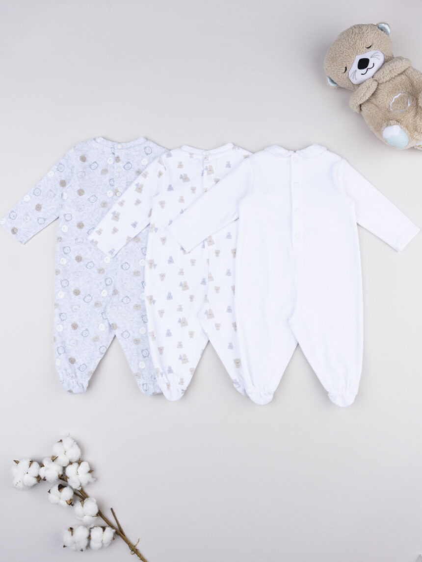 βρεφικά φορμάκια σενίλ με αρκουδάκια πακέτο x3 για αγόρι - Prénatal