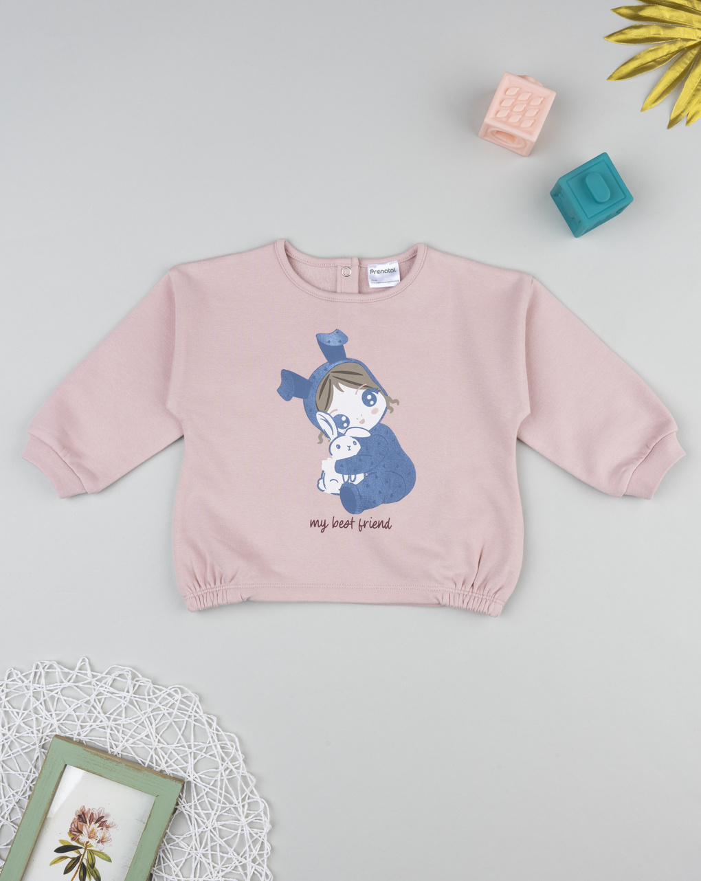 βρεφική μπλούζα φούτερ ροζ best friend για κορίτσι