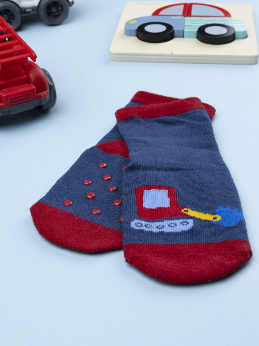 βρεφικές αντιολισθητικές κάλτσες με εκσκαφεά για αγόρι - Prénatal