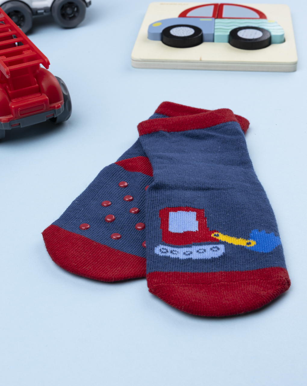 βρεφικές αντιολισθητικές κάλτσες με εκσκαφεά για αγόρι - Prénatal