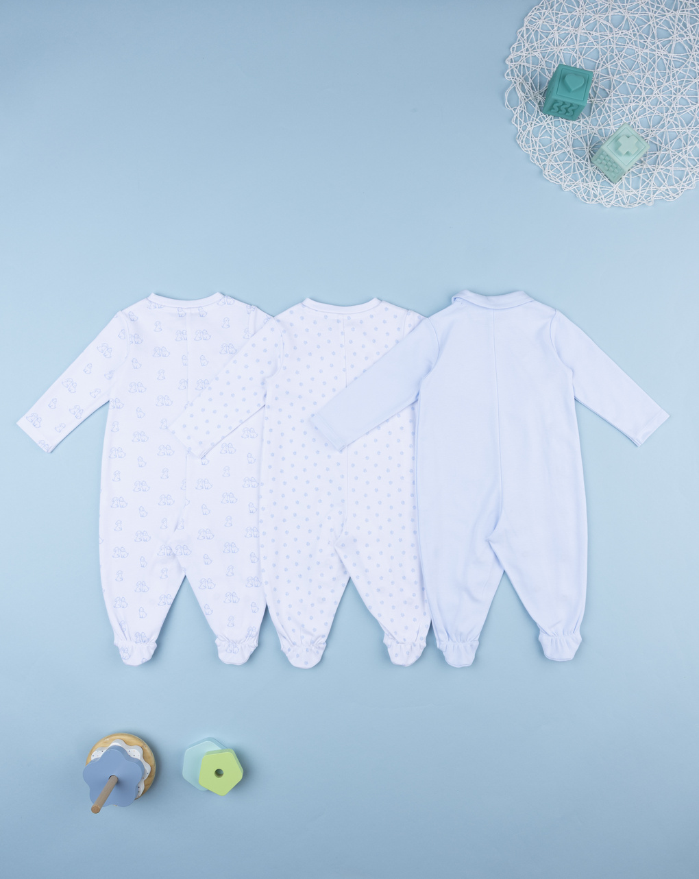 βρεφικά φορμάκια βαμβακερά με σκυλάκια πακέτο x3 για αγόρι - Prénatal