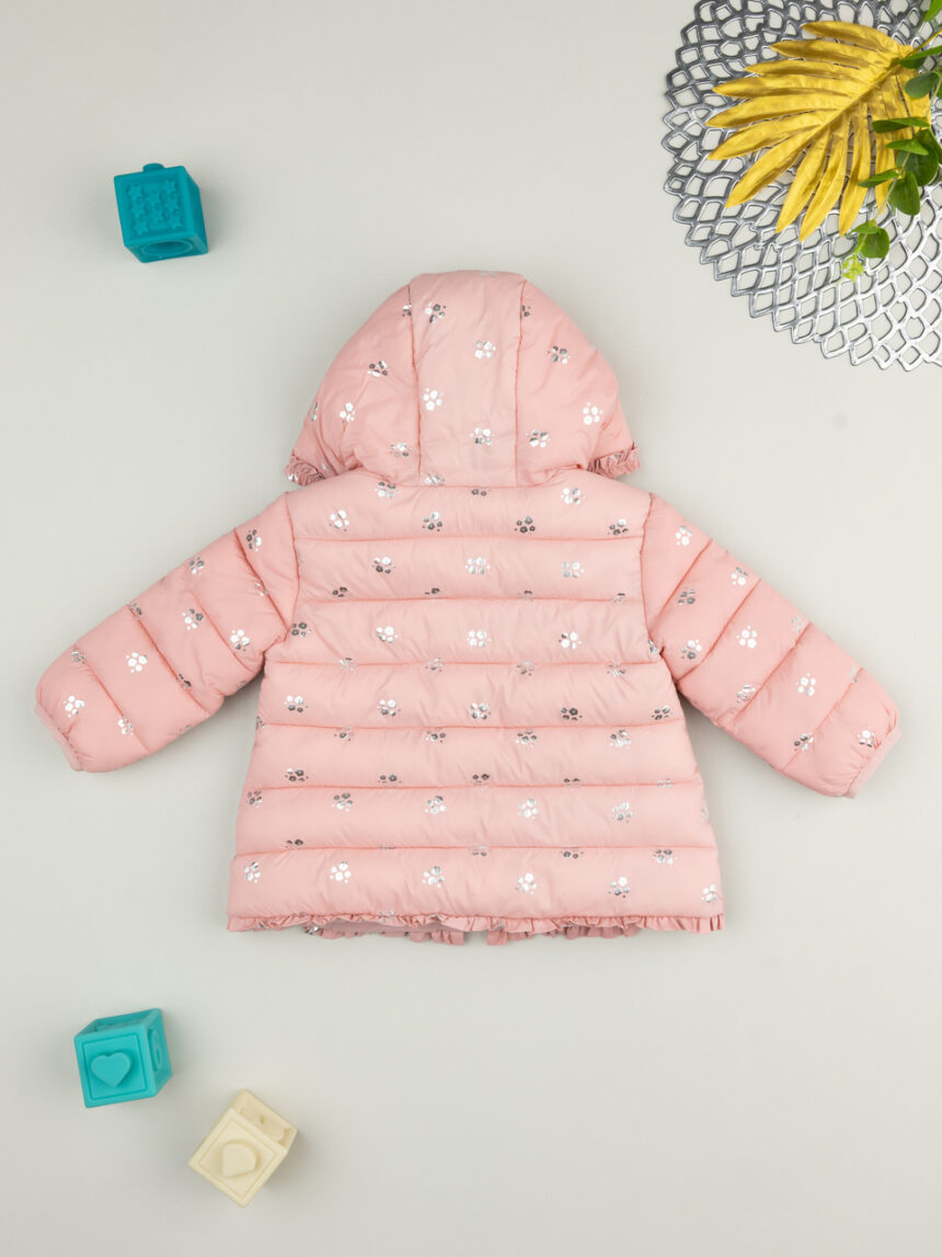βρεφικό μπουφάν puffer ροζ με λουλούδια για κορίτσι - Prénatal