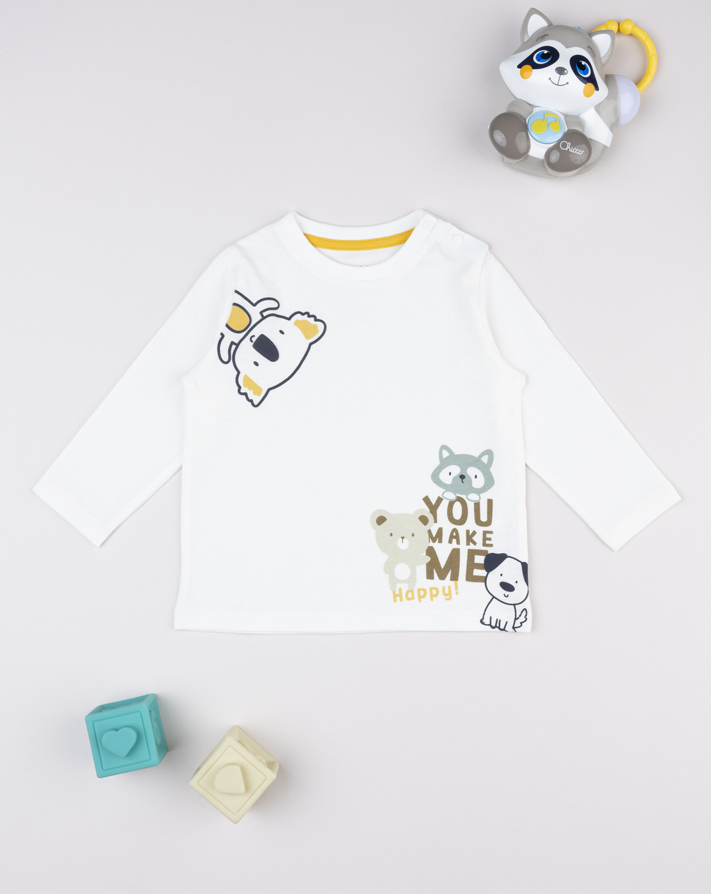 βρεφική μπλούζα λευκή happy για αγόρι