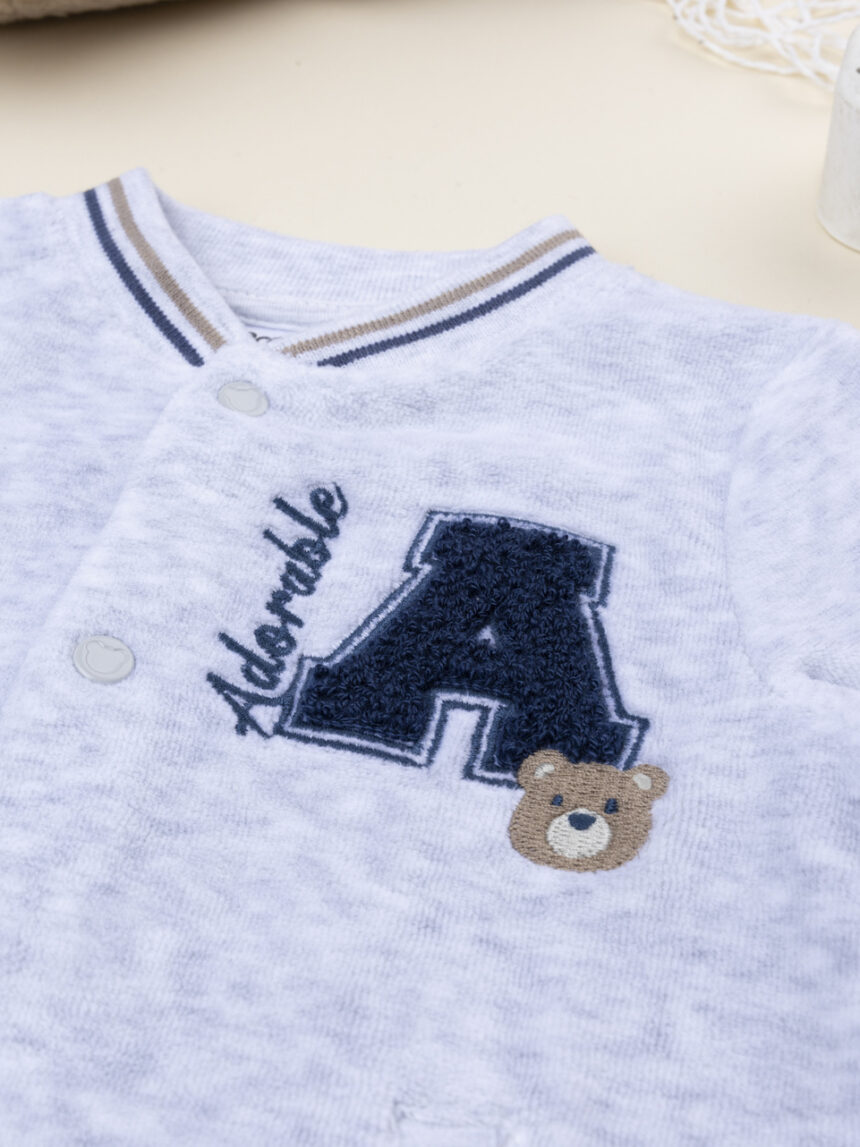 βρεφικό φορμάκι βελουτέ γκρι adorable για αγόρι - Prénatal