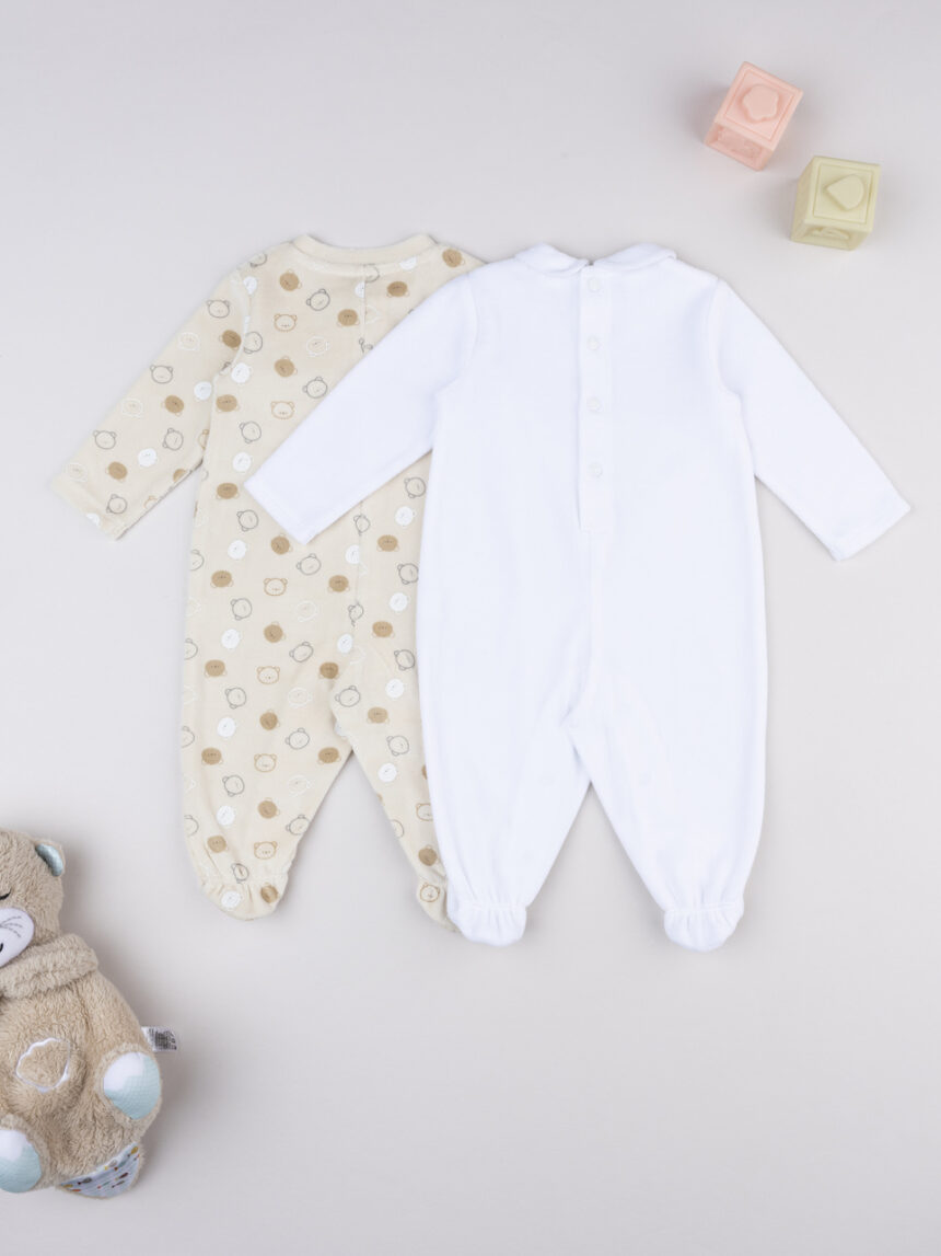 βρεφικά φορμάκια σενίλ με αρκουδάκια πακέτο x2 για αγόρι - Prénatal